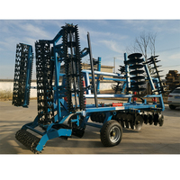 Machine de préparation du sol combinée pliable robuste avec herse à disques et cultivateurs à axe, largeur 4,5m, 5,2m, 5,6m