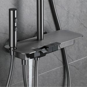 Robinet de douche de bain 4 fonctions en acier inoxydable 304 Ensemble de mitigeur de douche piano poli <span class=keywords><strong>Grand</strong></span> pommeau de douche simple vanne en céramique chaude et froide - Product Image 4