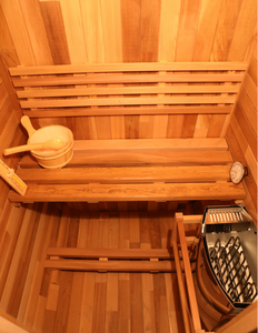 2 People Cedar Solid Wood Outdoor Sauna Traditional Wet Steam Sauna with <b>Heater</b> - Product Image 5