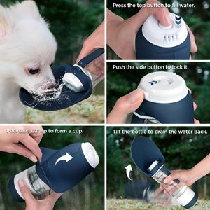 Kind Durable Portable 1L Plastic Dog <b>Hydration</b> <b>Bladder</b> 3 in 1 Outdoor Pet Feeding with 125g Food Storage - Product Image 6