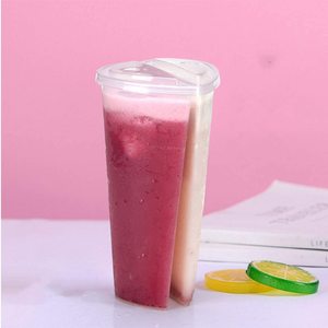 16oz 22oz Bubble Tea <strong>Plastic</strong> Split <strong>Cup</strong> for Boba Two-compartment Twin <strong>Cups</strong> <strong>Heart</strong> <strong>Shape</strong> for Boba Tea with Lid - Product Image 4