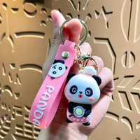 Llaveros de PVC hechos a mano con diseño de panda de dibujos animados, ecológicos, de alta calidad, para parejas, para coche, colgante para bolso, venta al por mayor