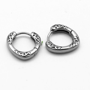 yunnique Huggie <b>Earrings</b> Geometric Hollow Titanium Steel Unisex Stud Jewelry Fashion <b>Hoop</b> Earings - Product Image 2