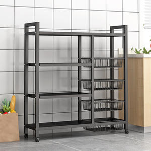 تخفيضات كبيرة موفر للمساحة 4 طبقات رف تخزين للمطبخ سلال معدنية متينة متعددة الوظائف منظم خضروات أواني طعام - Product Image 6