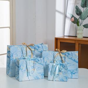 Birden fazla renk mermer özelleştirmek düğün takısı kağıt torba zanaat High End cilt bakımı hediye kağıt torbalar şerit ile - Product Image 5