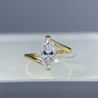 Bague solitaire en moissanite 2 carats 6x12mm plaquée rhodium en argent sterling 925, bijoux de mariage minimalistes pour femmes