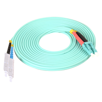 1m (3ft) Fiber Patch Cable2 Fibers LC UPC Duplex to SC UPC Duplex Multimode OM3 Riser OFNR2.0mm Tight-Buffered Aqua