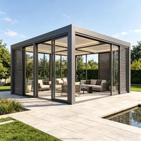 Pergola de jardin extérieure motorisée en aluminium de luxe, étanche, avec commande intelligente par application, design à lames orientables, tailles personnalisables pour balcon