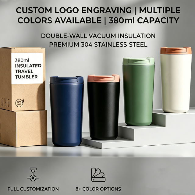 Custom Logo 304 Stainless Steel 380ml Eco-Friendly Vacuum Insulated Leak-Proof Coffee Travel Mug 6-12H Thermal Drinkware