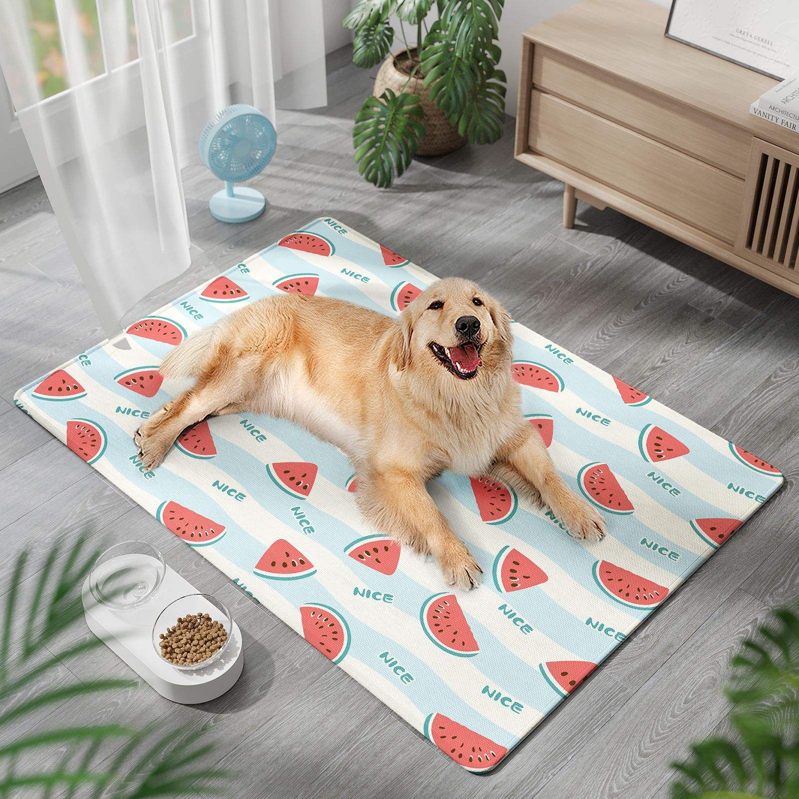 Tapis pour animaux de compagnie en soie glacée - Pastèque fraîche