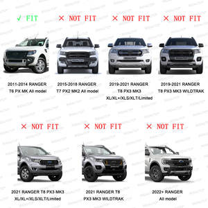 Misura per <span class=keywords><strong>Ford</strong></span> <span class=keywords><strong>Ranger</strong></span> T6 2012-2014 griglia anteriore modificata griglia paraurti anteriore nera opaca in vendita - Product Image 4