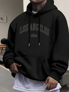 Felpa con Cappuccio da Uomo Casual a Maniche Lunghe Stile Street Los Angeles 1991 Grafica 100% Fibra di Bambù Raso Asciugatura Rapida Antivento Leggermente Elasticizzata - Product Image 1