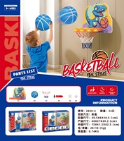 MILI Mini panier de basket mural pliable avec lumières, motif dinosaure de dessin animé, jouet de tir au basket d'intérieur pour enfant avec ballon