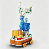 Ensemble de blocs de construction Train Fantastique Lumineux 1461 pièces Briques en plastique 4-en-1 Traîneau Renne Boîte Cadeau Modèle pour les 2-9 ans DIY