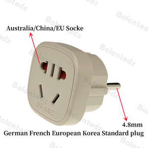 อะแดปเตอร์ปลั๊ก US/EU TO EU 2หมุดกลมพร้อมที่ป้องกันความปลอดภัยประตูเยอรมันปลั๊กยุโรปฝรั่งเศสตัวผู้และตัวเมีย - Product Image 6