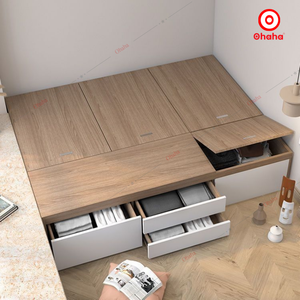 Cadre de lit en bois de style boîte au design moderne Surface résistante aux rayures Cadre de lit de type boîte avec surface lisse anti-rayures - Product Image 3