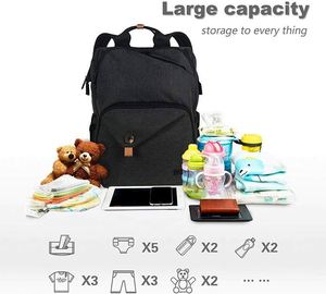 Sac à dos pour couches de bébé, grande capacité, double compartiment, avec sangles pour poussette, imperméable, fabriqué en usine BSCI - Product Image 5