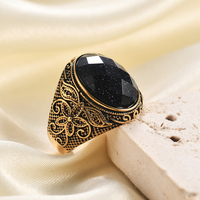 Bague signet pour homme en argent vintage rétro plaqué or, pierre ovale en lapis-lazuli et œil de tigre, prête à être expédiée en gros
