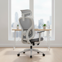 Chaise de bureau de direction pivotante de luxe moderne à dossier haut en maille avec design ergonomique, vérin à gaz chromé et appuie-tête 3D réglable
