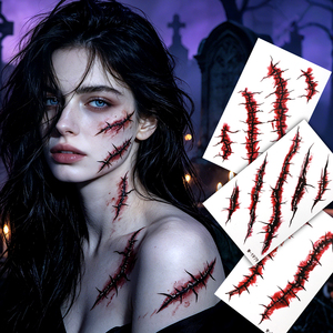 Tatuajes Temporales No Tóxicos, Pegatinas de Tatuajes de Zombis, Horror, Cicatrices Sangrientas, Marcas de Garras, Realistas, Resistentes al Agua, para Halloween y Cosplay - Product Image 4