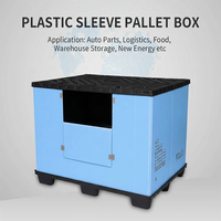 Caisse palette en plastique robuste grande capacité, pliable, avec manchon, pour le transport et le stockage de marchandises et d'équipements