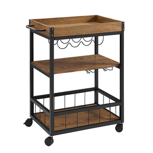 Parte superior de madera Industrial de muebles de Metal de servicio de almacenamiento de <span class=keywords><strong>Bar</strong></span> al aire libre carro para <span class=keywords><strong>la</strong></span> casa - Product Image 3