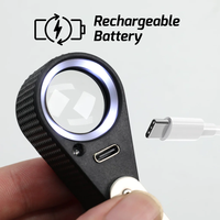 Loupe de bijoutier 20X avec 6 LED et lumière UV, lentille optique 22mm, loupe rechargeable pour collectionneurs et gemmologues