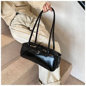 Bolsos de ropa interior de hombro rectangulares nuevos Vintage de lujo Sac a Main Women's Niche Designer Tote Glossy Boston Shoulder Bag - Product Image 4