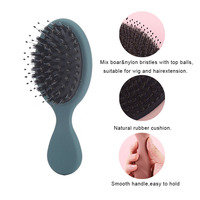 Brosse à cheveux démêlante massante avec logo personnalisé, mini airbag, poils de sanglier multicolores, poils en nylon, manche en plastique