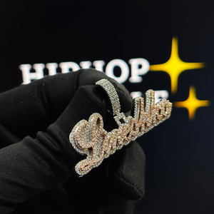Pendentif personnalisé bicolore 2,2 pouces Or rose Or blanc Moissanite VVS Iced Out Collier Hip Hop Breloque Bijou - Product Image 6