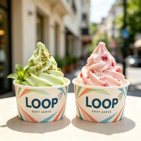 Gobelet à crème glacée personnalisé avec logo imprimé, pour desserts, 3oz, 5oz, 8oz, pour yaourt glacé, gelato, contenant à crème glacée jetable en papier avec couvercle