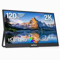 Moniteur portable 15,6 pouces QHD 120 Hz, rapport de contraste 1000:1, écran mat, FreeSync, pour la maison, le bureau, configuration multi-écrans