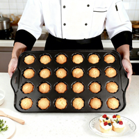 Moule à muffins à fond amovible 24 cavités en forme de fleur, en acier au carbone épaissi, antiadhésif, qualité alimentaire, pour four/micro-ondes domestique