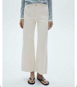 100% algodón de alta calidad <span class=keywords><strong>Beige</strong></span> para <span class=keywords><strong>mujer</strong></span> XL pantalones <span class=keywords><strong>Cargo</strong></span> de pierna ancha Casual moda Pantalones vaqueros largos de oficina para verano transpirable Denim - Product Image 1