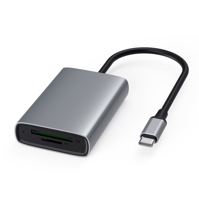 USB-C 2-in-1 OTG Adapter Aluminum Alloy External TF4.0 SD4.0 UHS-II CF Card Reader SD Card Data Converter