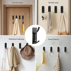 Porte-manteau mural en acier avec crochets triples pour salle de bain, idéal pour les cordons - Product Image 5