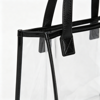 Sac à bandoulière transparent en PVC moderne et personnalisé, sac fourre-tout transparent avec poignées noires brillantes pour un usage quotidien, la salle de sport, les sorties en plein air et le shopping