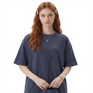เสื้อยืดโอเวอร์ไซส์ผ้าคอตตอนผสมโพลีเอสเตอร์เนื้อวาฟเฟิลหนา 330 กรัม แบบกำหนดเอง ขายส่งเสื้อยืดผู้ชายจำนวนมาก - Product Image 3
