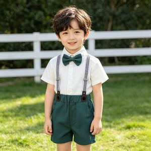 夏季儿童男童服装套装正装套装幼儿婴儿服装棉质儿童派对礼服 1-10 岁儿童男孩女孩衣服套装 - Product Image 1