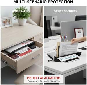 <span class=keywords><strong>Sac</strong></span> à documents en toile ignifuge et imperméable avec fermeture à glissière, design pliable pour un rangement sécurisé des objets de valeur et des documents légaux - Product Image 4