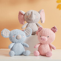 Jouets en laine tricotée certifiés CE pour enfants, lapin, éléphant, cochon brodés, animaux en peluche mignons pour le confort du bébé
