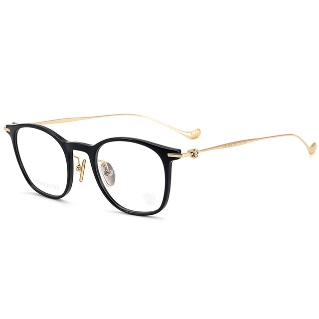 Acetate Titanium Unisex Prescription Glasses Frames Geometric Pattern Full-Rim Transparent Design Blue Light Protection Reading
