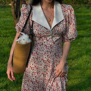 2025 de moda de manga corta de verano para mujer, Vestidos florales informales largos, Vestidos de Mujer Florales Casuales Largos De Verano - Product Image 1