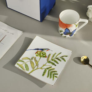 Light Luxury High-end Bone China Gold Edged square Dish Coffee Cup Home Restaurant Coffee Shop Tea Cup - Product Image 5