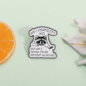 Vui Raccoon Men Pin Tôi Hoàn Hảo Không Có Quote Trâm Động Vật Huy Hiệu Đồ Trang Sức Quà Tặng Cho Bạn Bè Quần Áo Bán Buôn - Product Image 2
