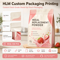 Sachet refermable personnalisé en Mylar de qualité alimentaire à 8 soudures latérales pour poudre protéinée, substitut de repas, et poudre nutritionnelle