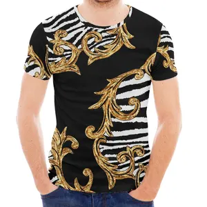 Moda Verão Casual Barroco Cheetah Design Plus Size T-shirts dos homens Atacado Homens Ginásio Oversized T Shirt para Homens de Alta Qualidade