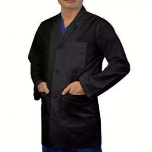 Batas de Laboratorio Personalizadas al por Mayor, Bordadas, Negras, para Hombres y Mujeres, Unisex, Manga Larga, de Algodón, para Uso Médico - Product Image 3