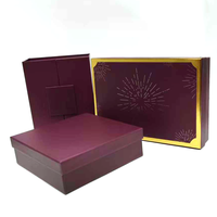 Boîte cadeau de luxe personnalisée en carton rigide avec couvercle et base en deux parties, motif soleil doré et violet, pour bijoux, cosmétiques, chocolats