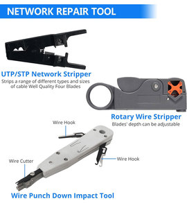 <span class=keywords><strong>Kit</strong></span> d'outils Ethernet : Pince à sertir RJ45, testeur de câble, coupe-câble LAN, outil de réparation de câbles réseau - Product Image 5